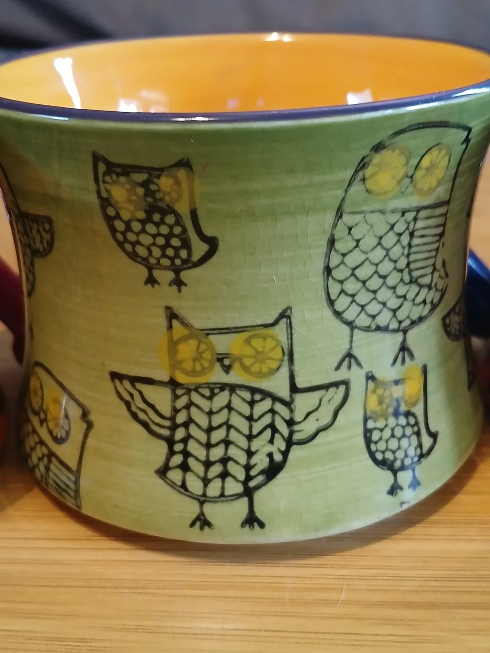 Pier 1 Multicolor Owl Ceramic Planters - Red, Blue, Orange, Green